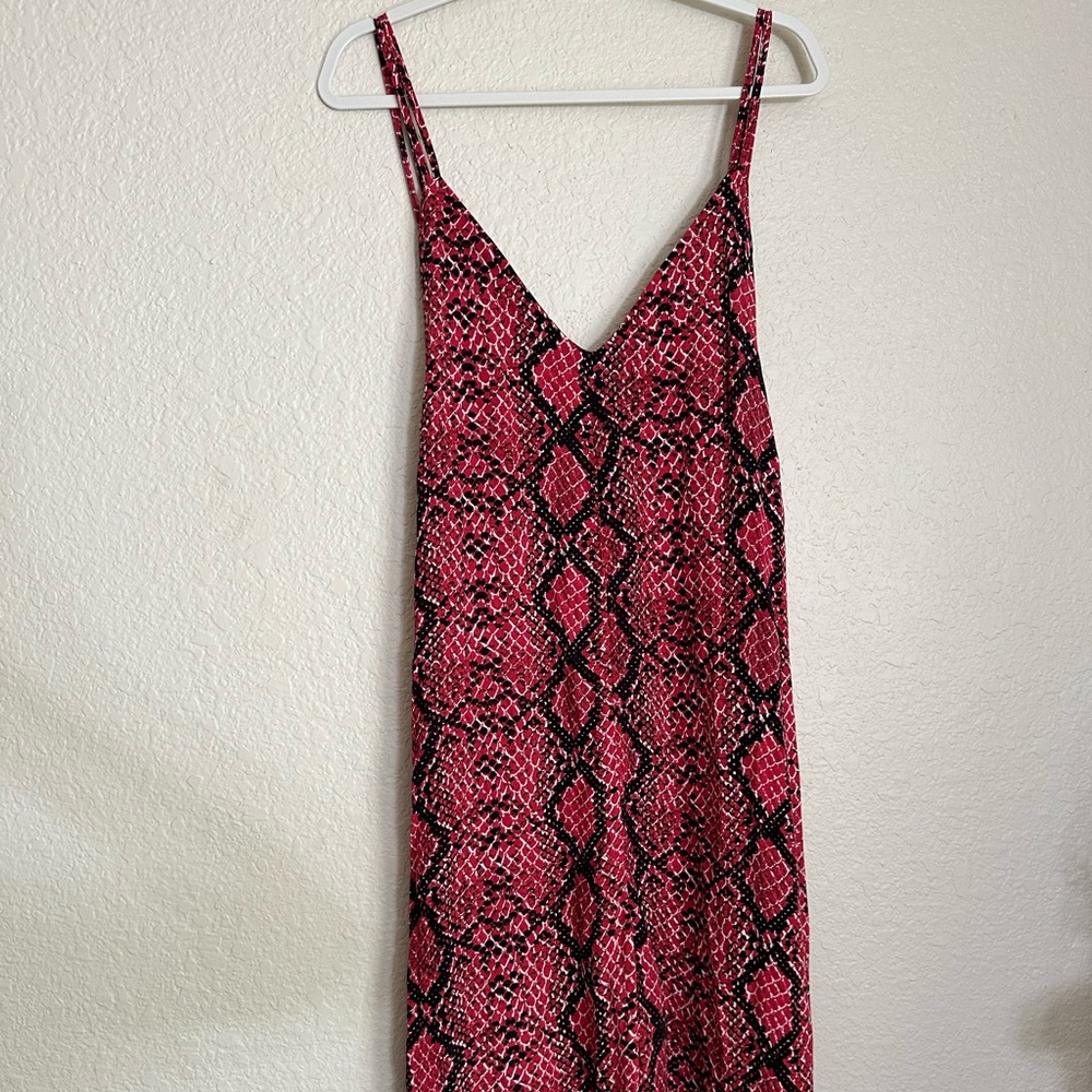 Red snake skin overalls